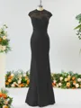 Trumpet/Mermaid High Neck Delicate Stretch Crepe Bridesmaid Dress With Applique