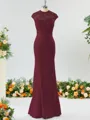 Trumpet/Mermaid High Neck Delicate Stretch Crepe Bridesmaid Dress With Applique