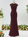 Trumpet/Mermaid High Neck Delicate Stretch Crepe Bridesmaid Dress With Applique