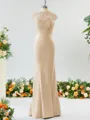 Trumpet/Mermaid High Neck Delicate Stretch Crepe Bridesmaid Dress With Applique
