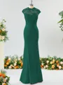 Trumpet/Mermaid High Neck Delicate Stretch Crepe Bridesmaid Dress With Applique