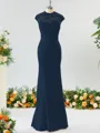 Trumpet/Mermaid High Neck Delicate Stretch Crepe Bridesmaid Dress With Applique