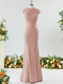 Trumpet/Mermaid High Neck Delicate Stretch Crepe Bridesmaid Dress With Applique