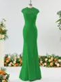 Trumpet/Mermaid High Neck Delicate Stretch Crepe Bridesmaid Dress With Applique