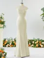 Trumpet/Mermaid High Neck Delicate Stretch Crepe Bridesmaid Dress With Applique