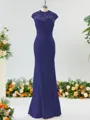 Trumpet/Mermaid High Neck Delicate Stretch Crepe Bridesmaid Dress With Applique