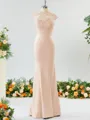 Trumpet/Mermaid High Neck Delicate Stretch Crepe Bridesmaid Dress With Applique