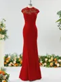 Trumpet/Mermaid High Neck Delicate Stretch Crepe Bridesmaid Dress With Applique