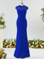 Trumpet/Mermaid High Neck Delicate Stretch Crepe Bridesmaid Dress With Applique