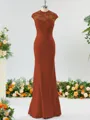 Trumpet/Mermaid High Neck Delicate Stretch Crepe Bridesmaid Dress With Applique