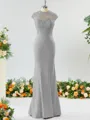 Trumpet/Mermaid High Neck Delicate Stretch Crepe Bridesmaid Dress With Applique