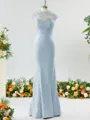 Trumpet/Mermaid High Neck Delicate Stretch Crepe Bridesmaid Dress With Applique