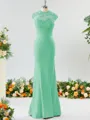 Trumpet/Mermaid High Neck Delicate Stretch Crepe Bridesmaid Dress With Applique