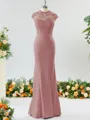 Trumpet/Mermaid High Neck Delicate Stretch Crepe Bridesmaid Dress With Applique