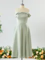 Glamorous A-line Off-the-Shoulder Charmeuse Bridesmaid Dress