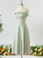 Glamorous A-line Off-the-Shoulder Charmeuse Bridesmaid Dress