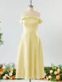 Glamorous A-line Off-the-Shoulder Charmeuse Bridesmaid Dress