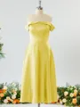Glamorous A-line Off-the-Shoulder Charmeuse Bridesmaid Dress