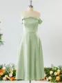 Glamorous A-line Off-the-Shoulder Charmeuse Bridesmaid Dress
