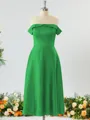 Glamorous A-line Off-the-Shoulder Charmeuse Bridesmaid Dress