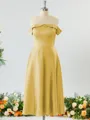 Glamorous A-line Off-the-Shoulder Charmeuse Bridesmaid Dress