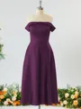 Glamorous A-line Off-the-Shoulder Charmeuse Bridesmaid Dress