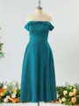 Glamorous A-line Off-the-Shoulder Charmeuse Bridesmaid Dress