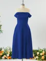 Glamorous A-line Off-the-Shoulder Charmeuse Bridesmaid Dress