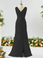 Exquisite A-line V-neck Chiffon Bridesmaid Dress With Slit