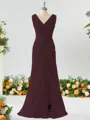 Exquisite A-line V-neck Chiffon Bridesmaid Dress With Slit