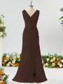 Exquisite A-line V-neck Chiffon Bridesmaid Dress With Slit