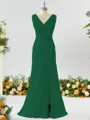 Exquisite A-line V-neck Chiffon Bridesmaid Dress With Slit