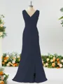 Exquisite A-line V-neck Chiffon Bridesmaid Dress With Slit