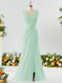 Exquisite A-line V-neck Chiffon Bridesmaid Dress With Slit
