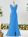 Exquisite A-line V-neck Chiffon Bridesmaid Dress With Slit