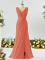 Exquisite A-line V-neck Chiffon Bridesmaid Dress With Slit
