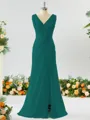 Exquisite A-line V-neck Chiffon Bridesmaid Dress With Slit