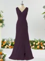 Exquisite A-line V-neck Chiffon Bridesmaid Dress With Slit