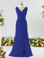 Exquisite A-line V-neck Chiffon Bridesmaid Dress With Slit