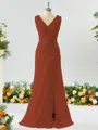 Exquisite A-line V-neck Chiffon Bridesmaid Dress With Slit