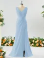 Exquisite A-line V-neck Chiffon Bridesmaid Dress With Slit