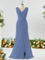 Exquisite A-line V-neck Chiffon Bridesmaid Dress With Slit