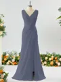 Exquisite A-line V-neck Chiffon Bridesmaid Dress With Slit
