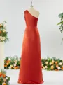 Sheath/Column One-Shoulder Splendid Satin Bridesmaid Dress With Slit
