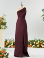 Sheath/Column One-Shoulder Splendid Satin Bridesmaid Dress With Slit