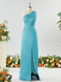 Sheath/Column One-Shoulder Splendid Satin Bridesmaid Dress With Slit