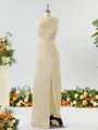 Sheath/Column One-Shoulder Splendid Satin Bridesmaid Dress With Slit