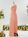 Sheath/Column One-Shoulder Splendid Satin Bridesmaid Dress With Slit