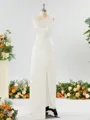 Sheath/Column One-Shoulder Splendid Satin Bridesmaid Dress With Slit