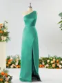 Sheath/Column One-Shoulder Splendid Satin Bridesmaid Dress With Slit